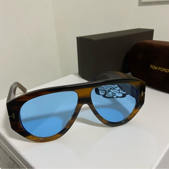 Tom Ford Sunglasses with Blue Lenses and Brown Frame - Picture 10 of 10